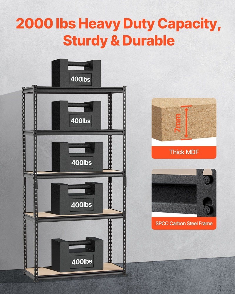 adjustable 5-tier 16x36x71.4 storage rack for flexible use