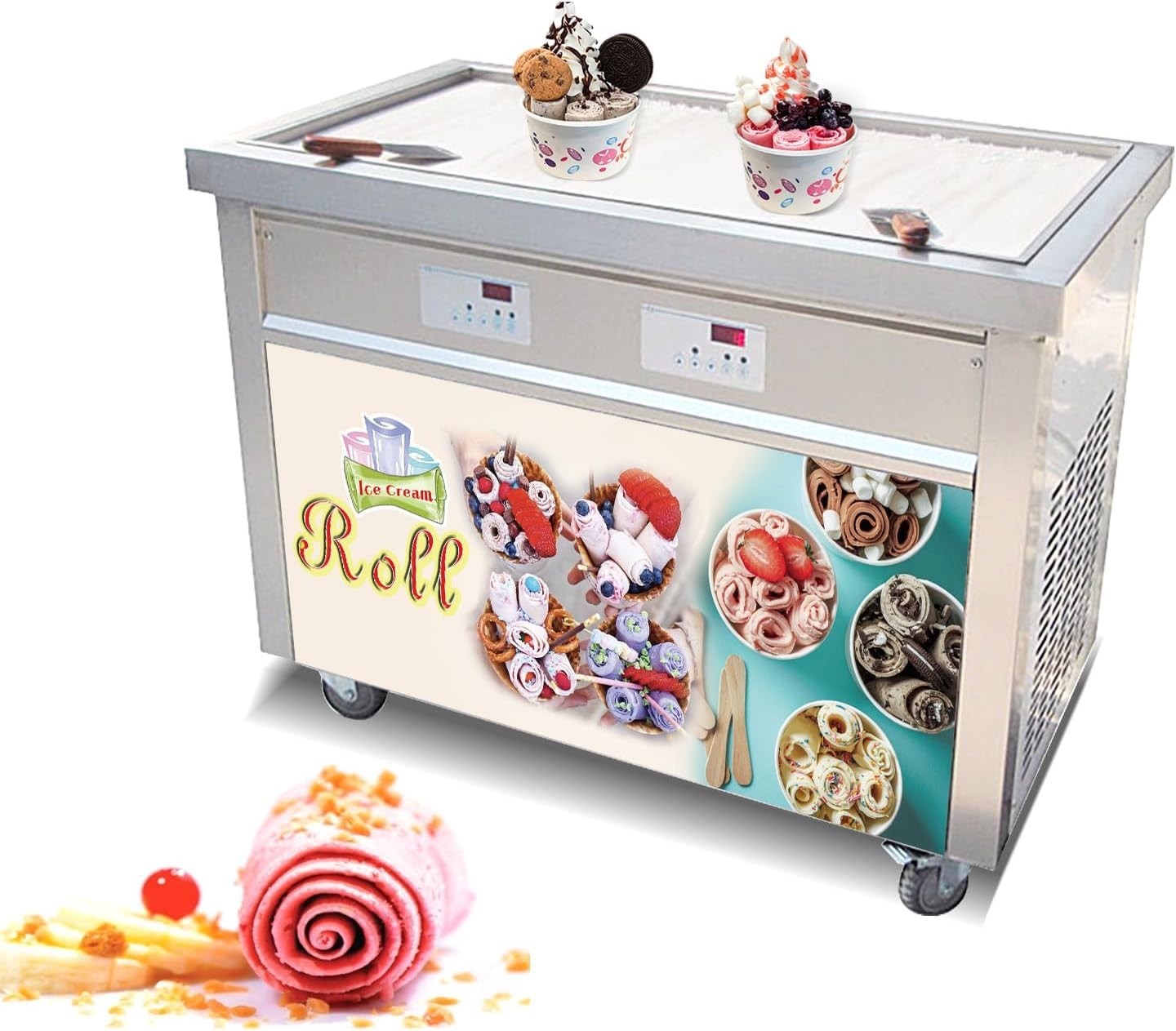 Kolice Commercial big square pan fried ice cream machine, ETL certificate