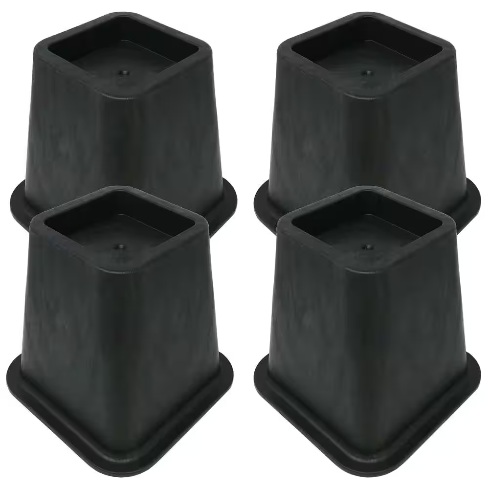 6 Inch Bed Risers 4-Pack Durable Heavy Duty Construction Ensures Black New