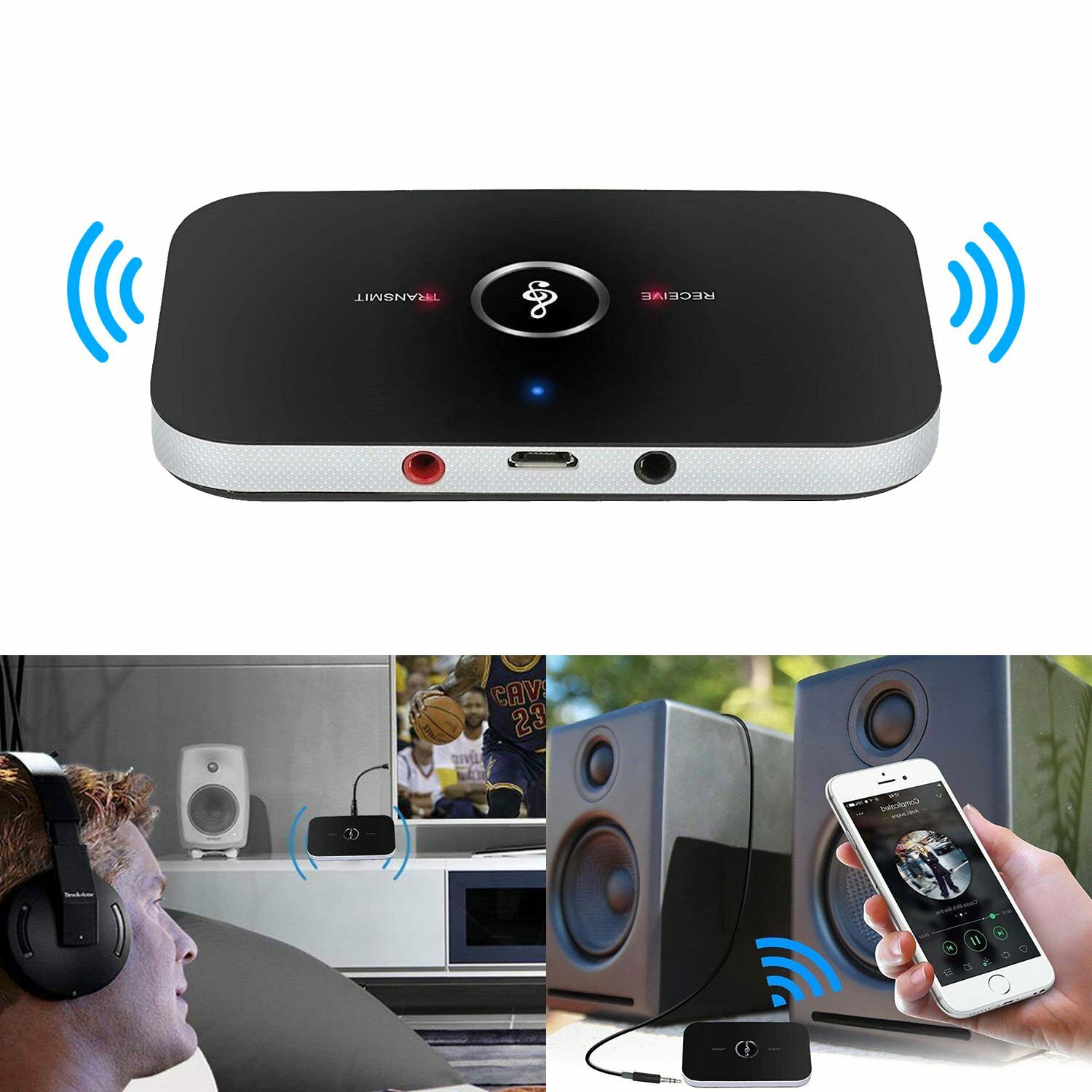 2-IN-1 Bluetooth Receiver & Transmitter Wireless RCA to 3.5mm Aux Audio Adapter