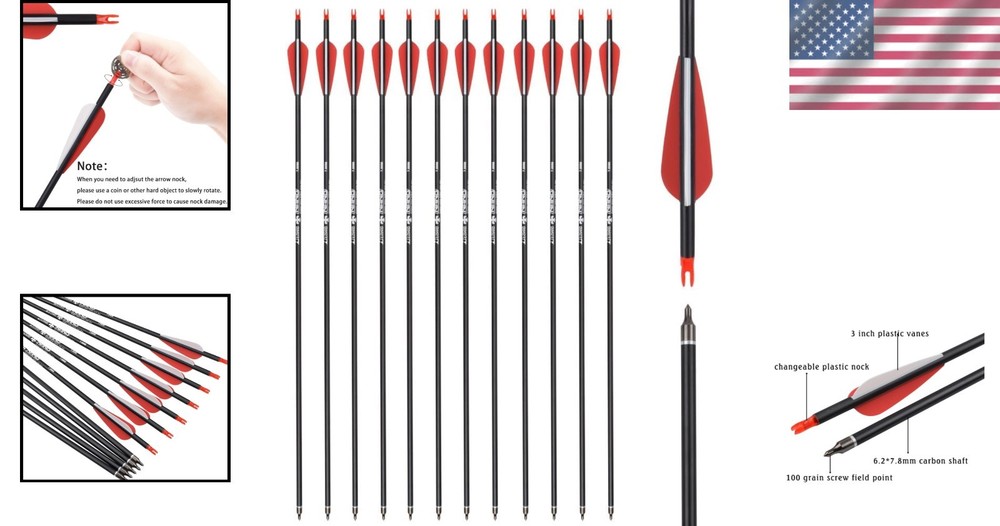 Carbon Arrow Set 12-Pack for Target Practice