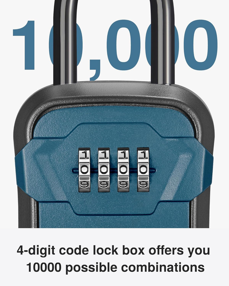 Lock Box, Key Lock Box Wall Mount & Portable Combination Lockbox with Resettable