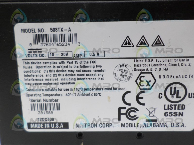 N-TRON 508TX-A ETHERNET SWITCH UNMP