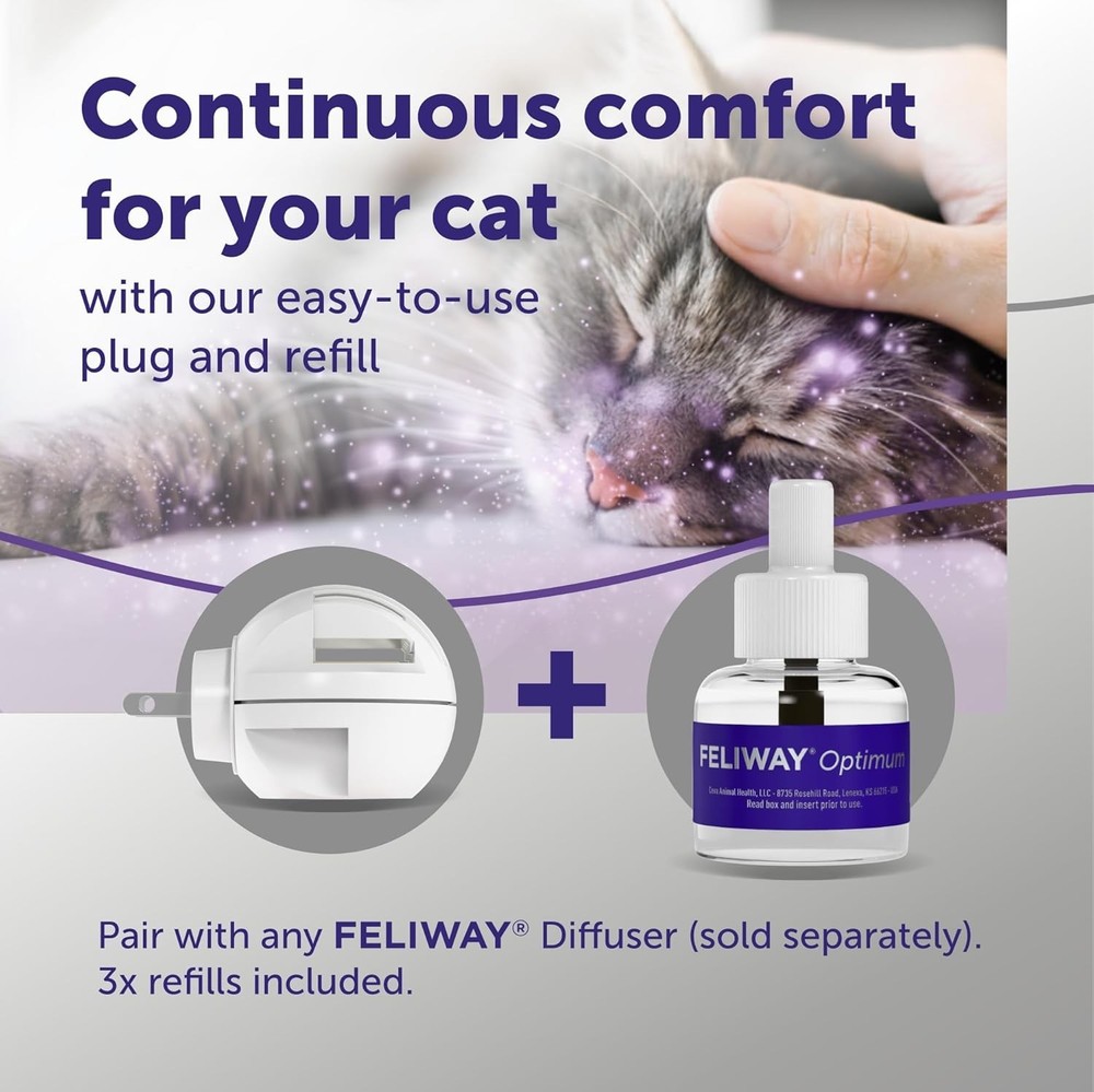 Optimum 3 x 30 Day Cat Calming Refills Pheromone Diffuser 3 x 48ml Value Pack