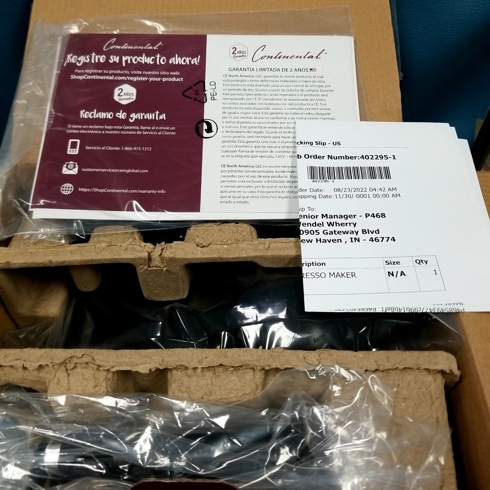 NIOB Continental CP-CE009 4 Cup Espresso Maker Black
