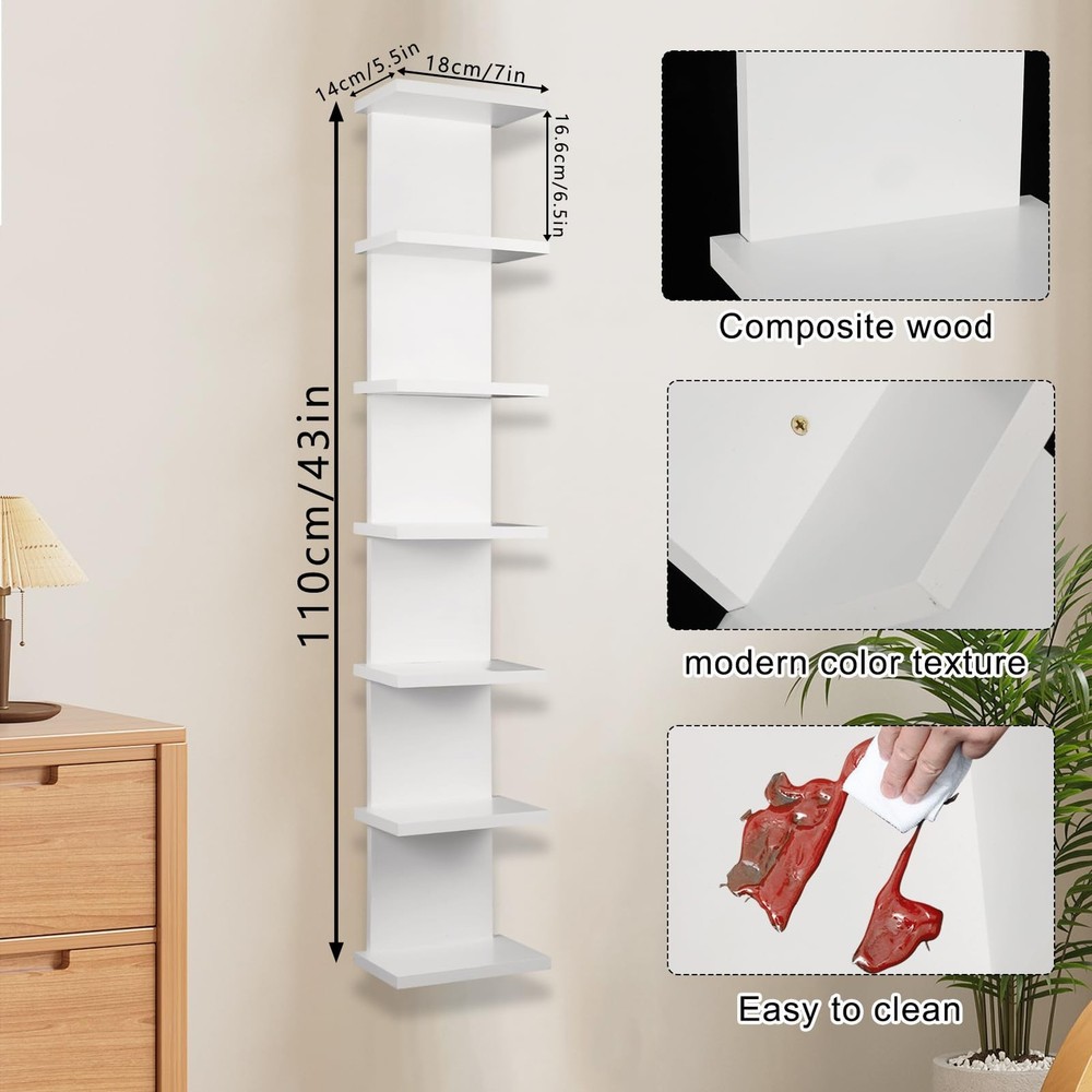 7 Tier Wall Shelf Unit - Lack Floating Shelf, Compact Display Float Shelves, ...