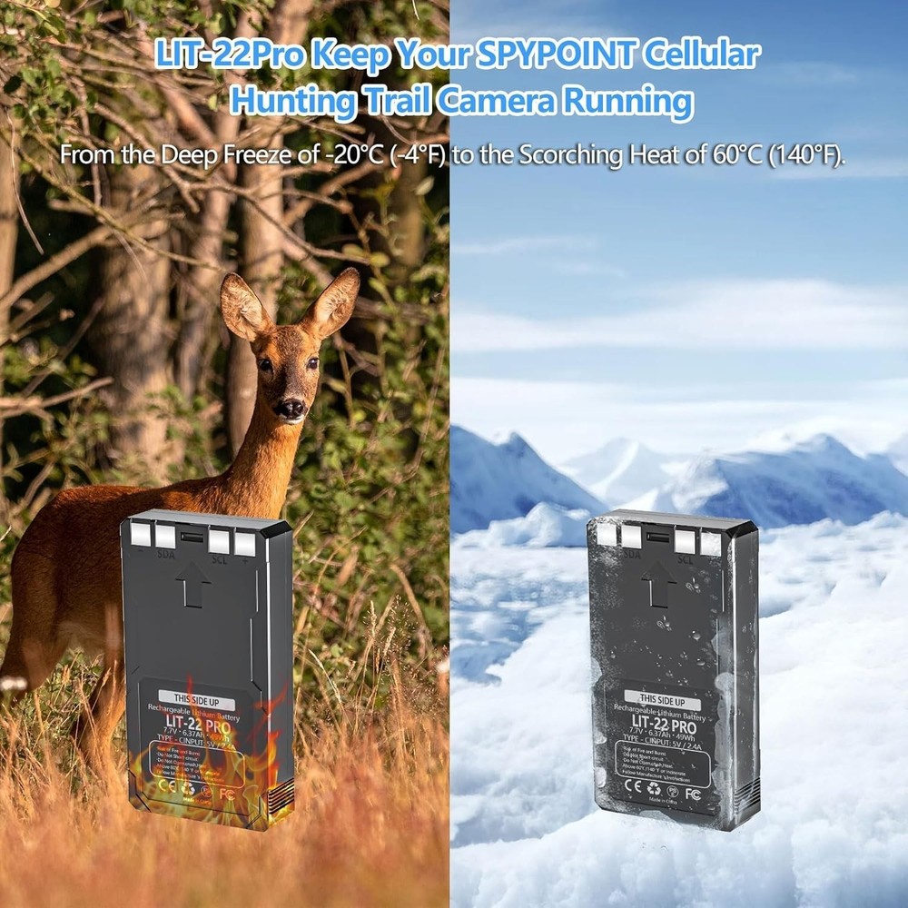 2Pack Rechargeable LIT-22 Battery Compatible For Trail Camera Flex-M Flex G-36