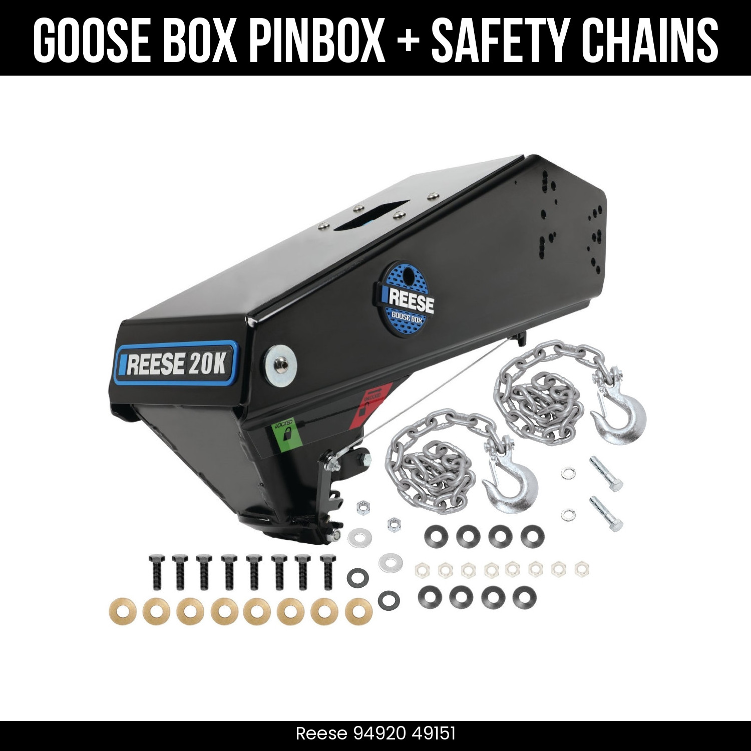 Reese Goose Box 20K Gen 3 Adapter Safety Chains Lippert/Fabex Compatible 94920