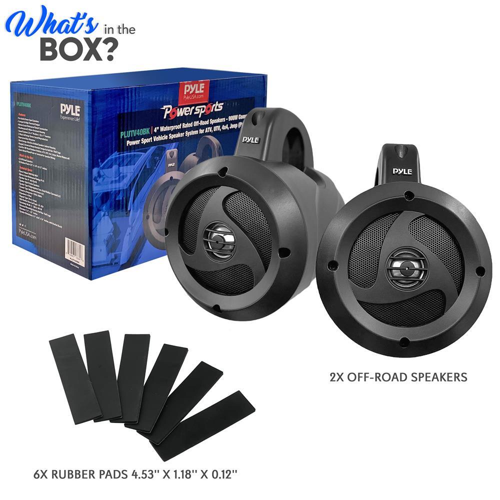 Pyle 4 Waterproof Rated Off-Road Speakers-900W Compact Power Sport Vehicle-Pair