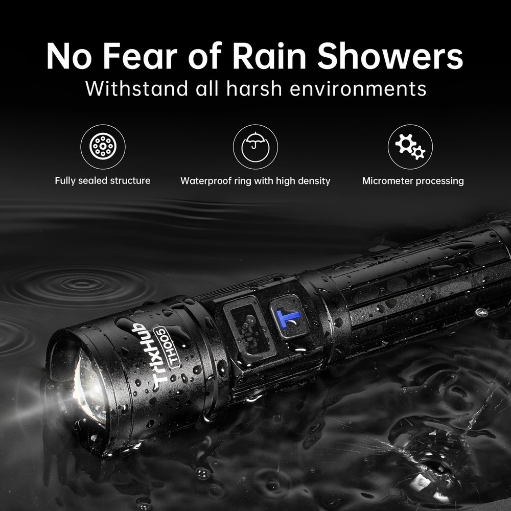 TrixHub Rechargeable Flashlights 2 Pack, Super Bright High 2Pack, Black