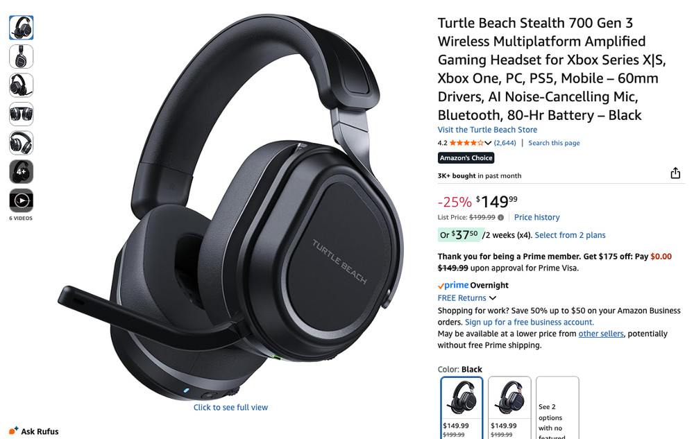 Turtle Beach Stealth 700 Gen 3 Wireless Multiplatform Xbox Gaming Headset Black