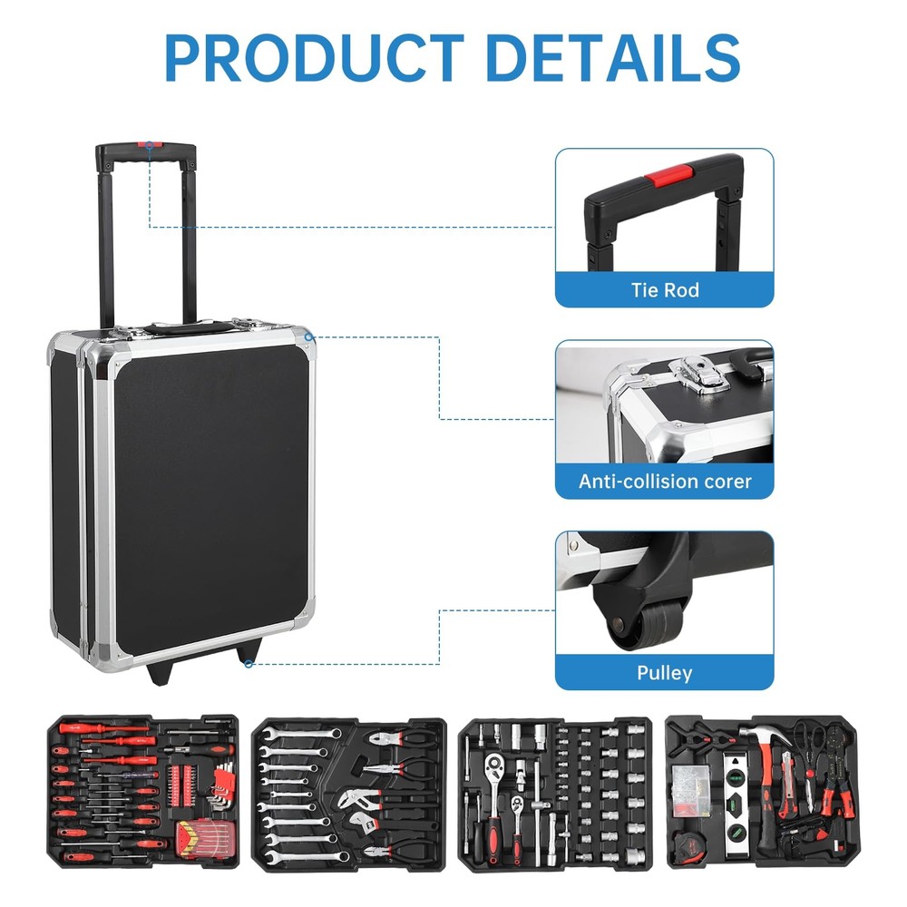 800 PCS Rolling Tool Box with Wheels Storage Cabinet Mechanic Tool Set