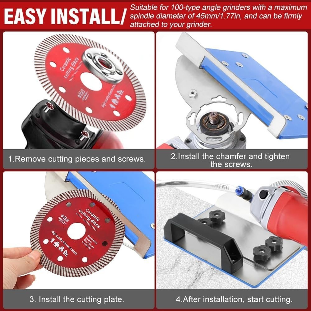 45 Degree Tile chamfering Tool Angle Grinder Stand for 45° Tile Cutting 100-T...