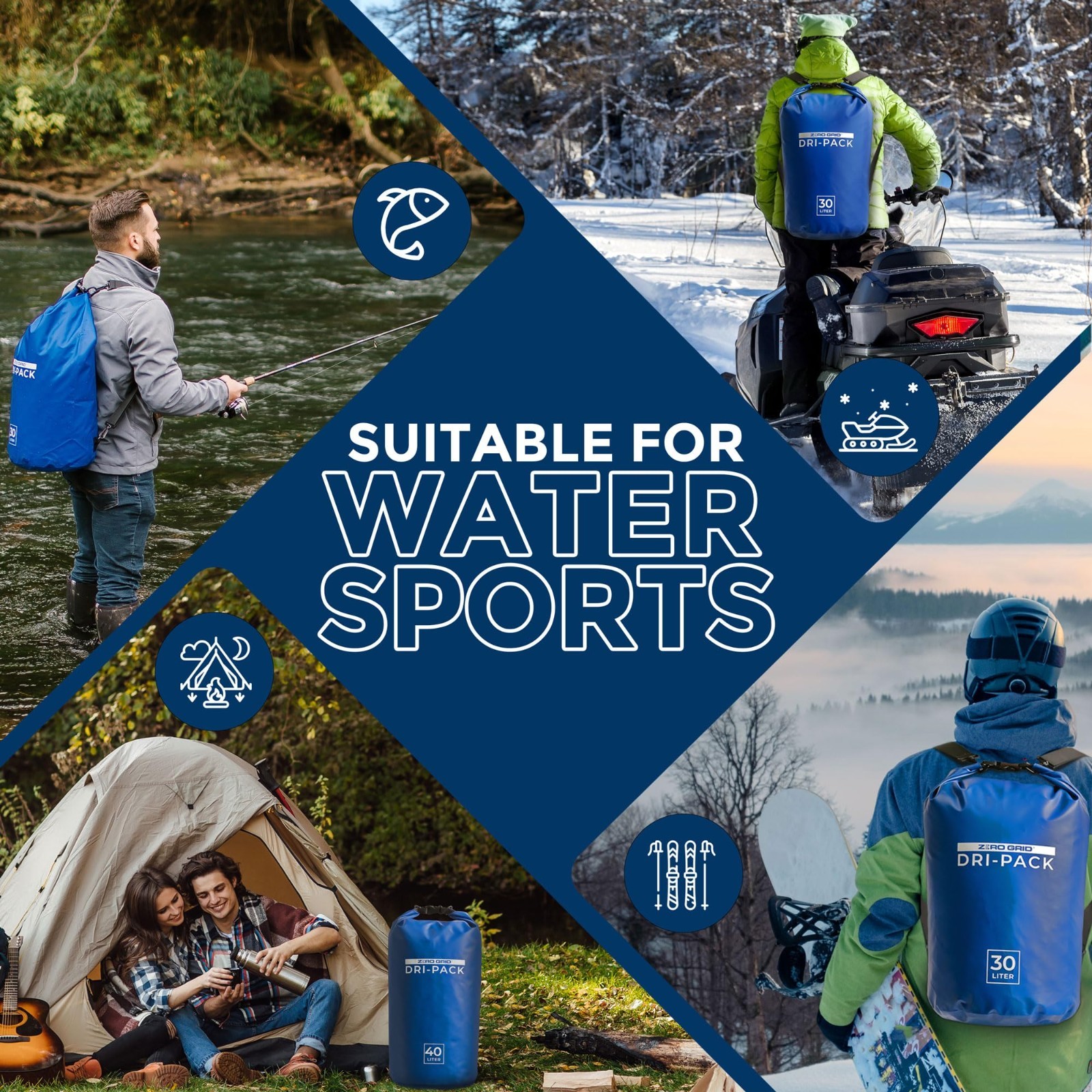 Zero Grid Dry Bag Waterproof Keep Goods Dry (40 Liter)