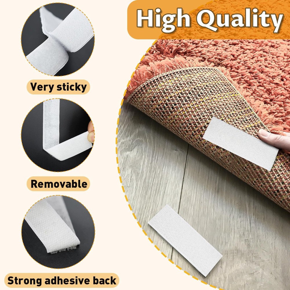 32 Ft × 1 Inch Hook and Loop Strips with Adhesive, 2 Rolls White Self Sticky ...