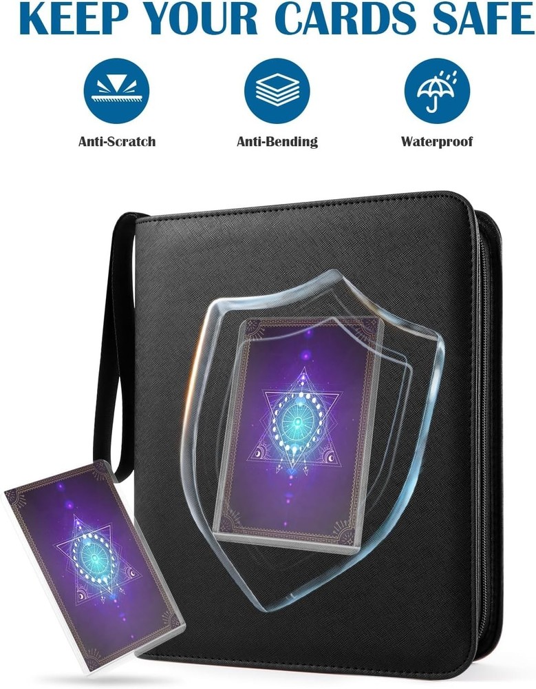 Top Loader Binder 4 Pocket for 144 Toploaders, Side Loading Toploader Binder for