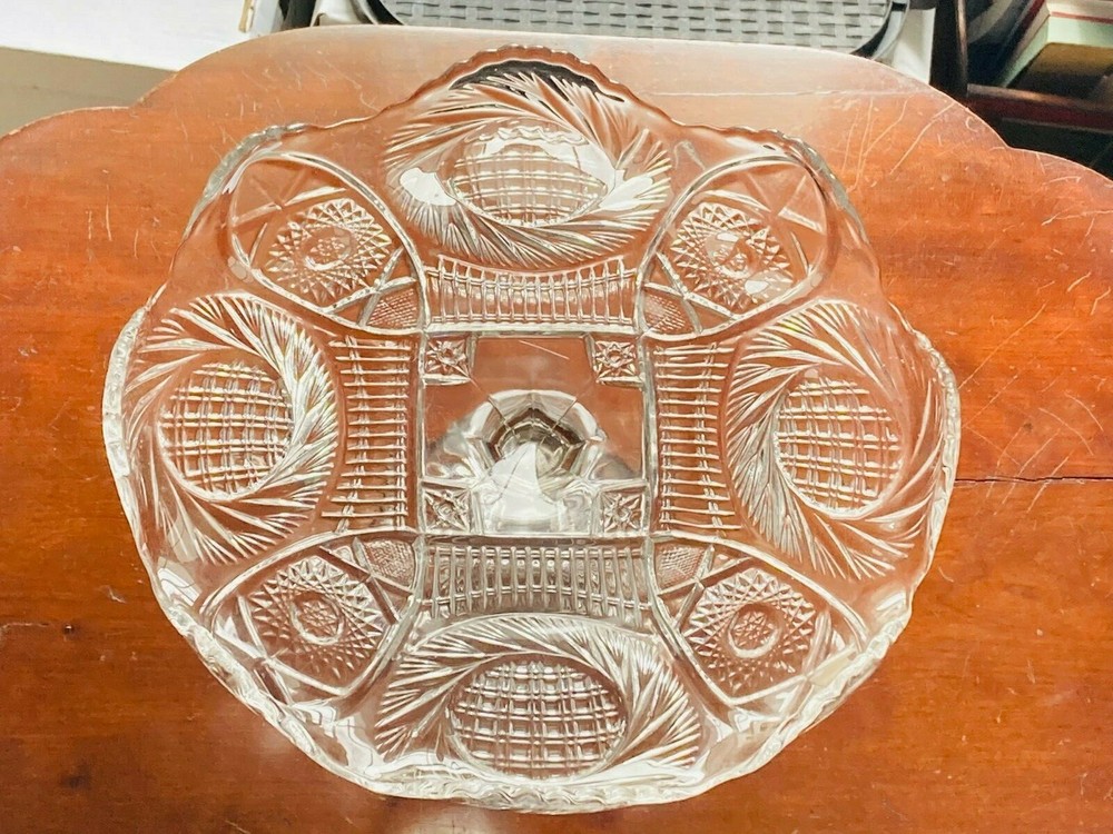 MCKEE AZTEC SUNBURST EAPG TALL CAKE STAND PLATE 1910 EUC