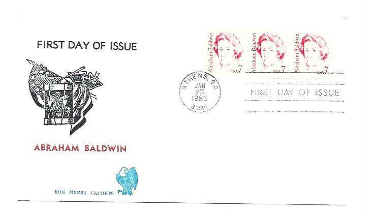 1850 7c Abraham Baldwin Ron Myers Cachets FDC