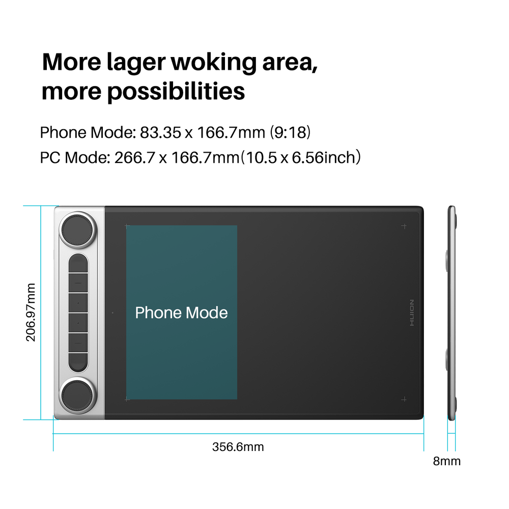 HUION Inspiroy Dial 2 Bluetooth Wireless Graphics Drawing Tablet Refurbished