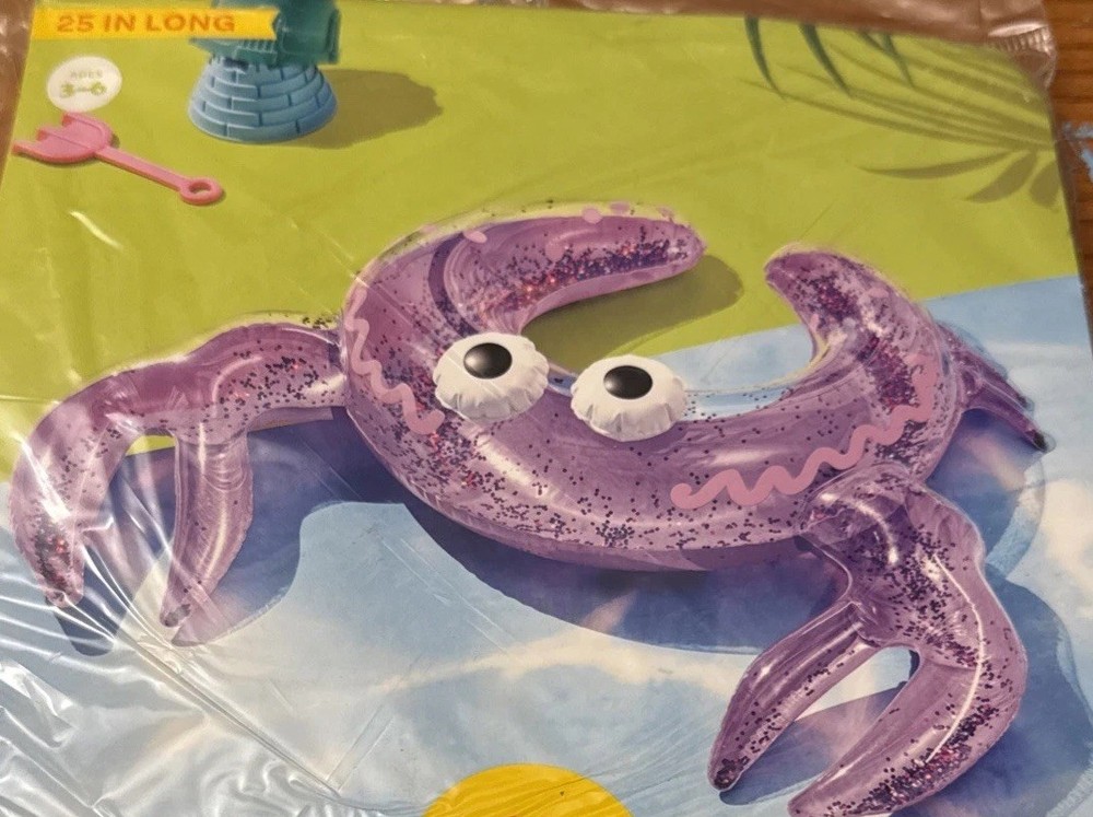 Sun Squad Split Ring Crab Float PVC Pool Toy Purple Ages 3+