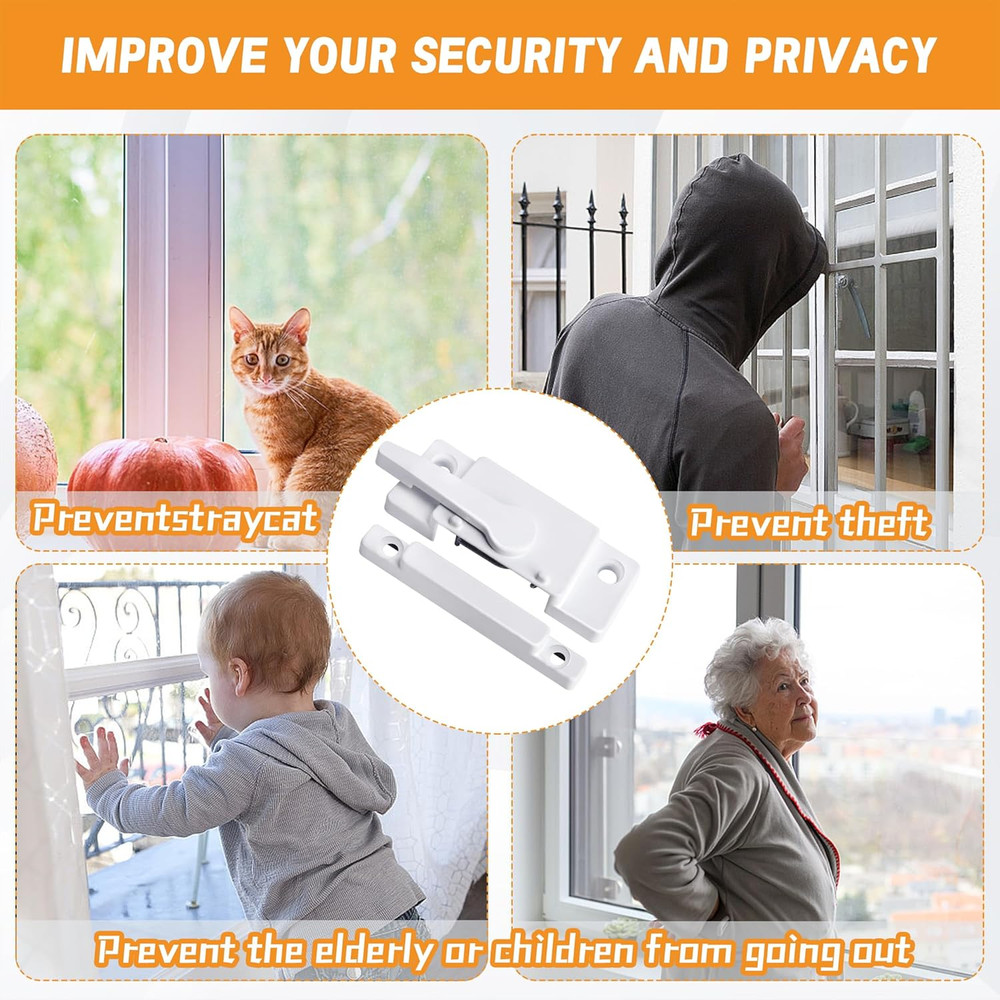 4 Pack Windows Sash Lock-Sliding Window Sash Locks for Single-Hung and Double-Hu