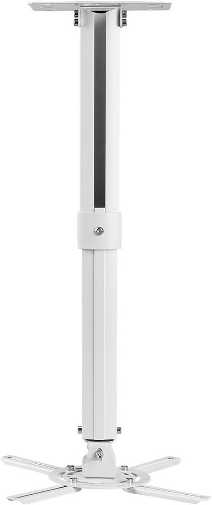 White Projector Ceiling Mount Bracket Fits Flat or Sloped Ceiling Height Adju...