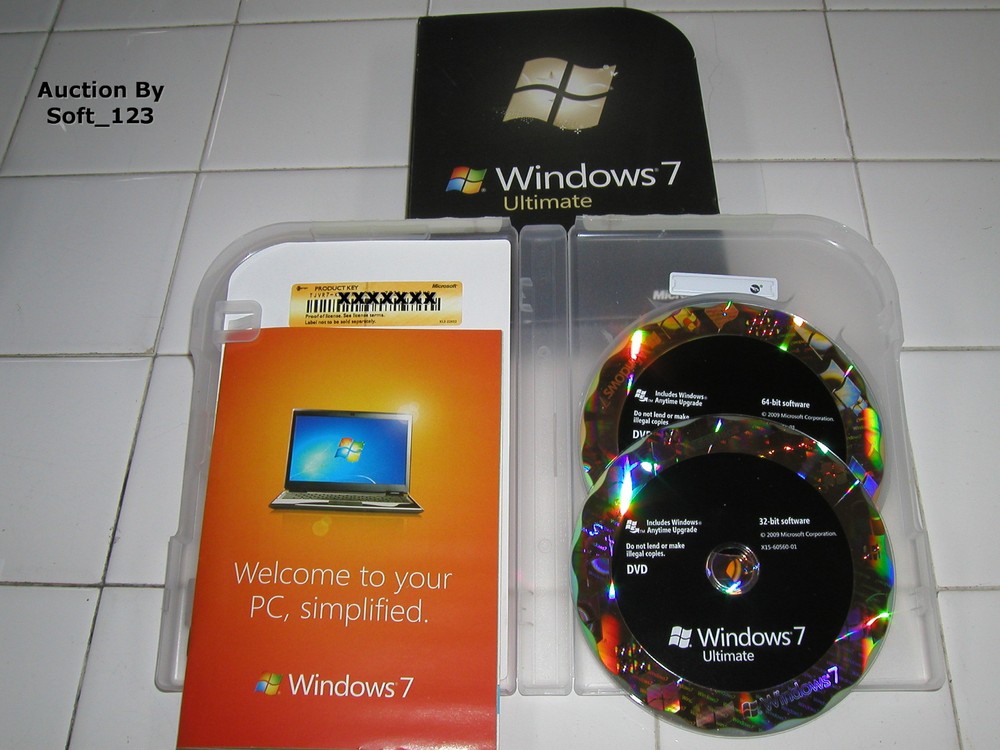 Microsoft Windows 7 Ultimate Full 32 Bit & 64 Bit DVDs MS WIN =RETAIL BOX=