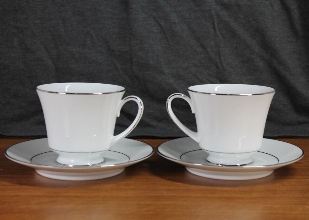 Noritake - Legendary - Regency Silver - Cup & Saucer Sets - TWO - 2 - 3582