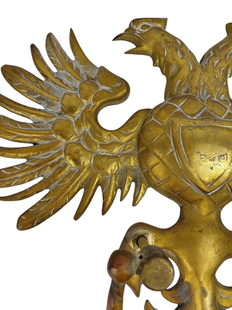 Antique Large 2 Headed Eagle Solid Brass Door Knocker Russian Austrian Masonic