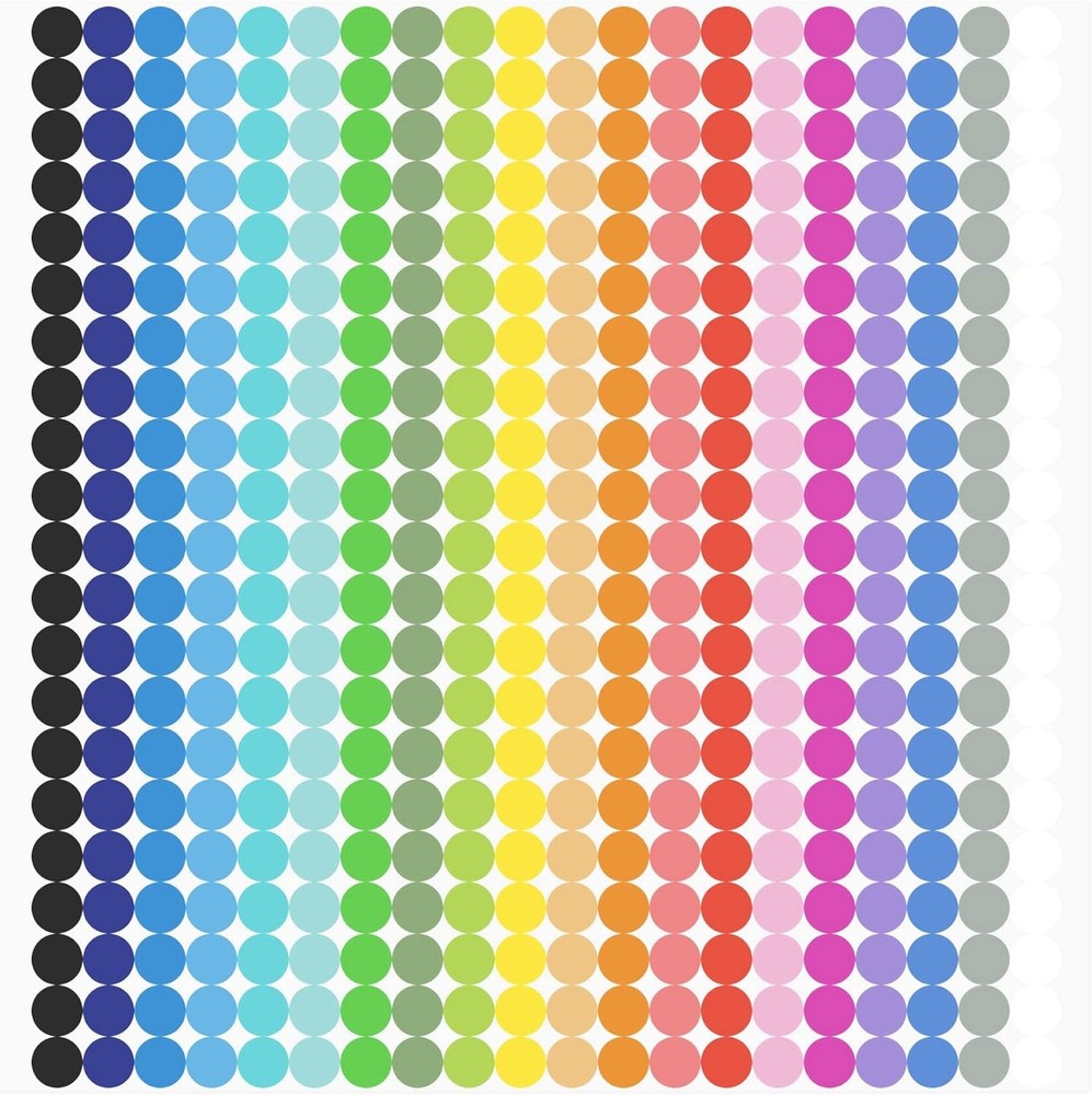 6720 PCS Small Dot Stickers Round Color Coding Labels 6.35mm, Multi