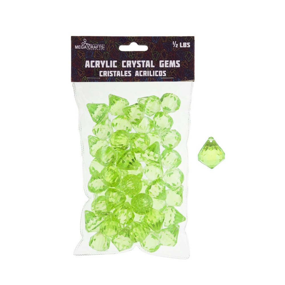 Mega Crafts - 1/2 Pound Acrylic Decorative Gemstones - Light Yellow
