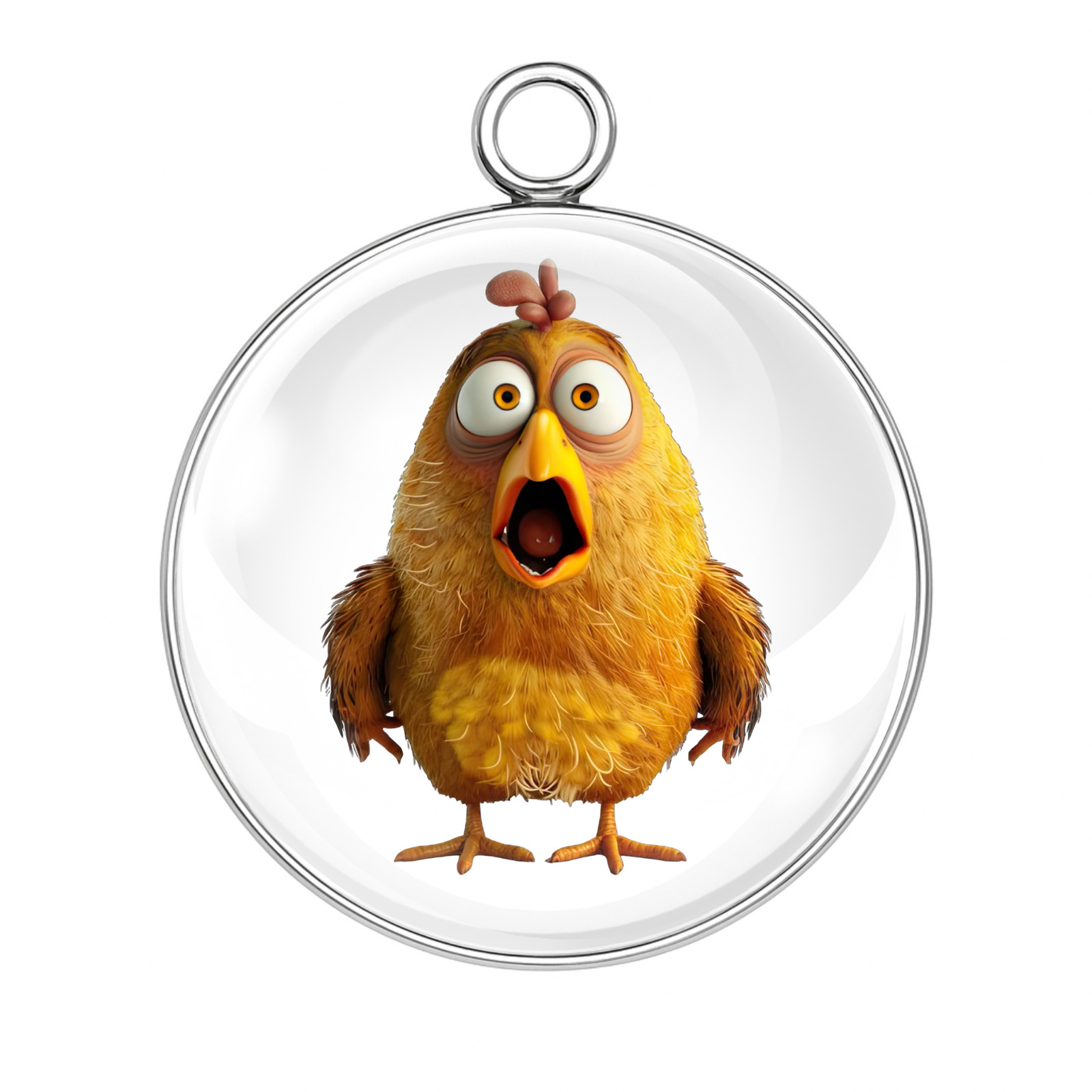 Funny Screaming Chicken Charms - Hilarious Hen Designs! Handmade Glass Cabochon