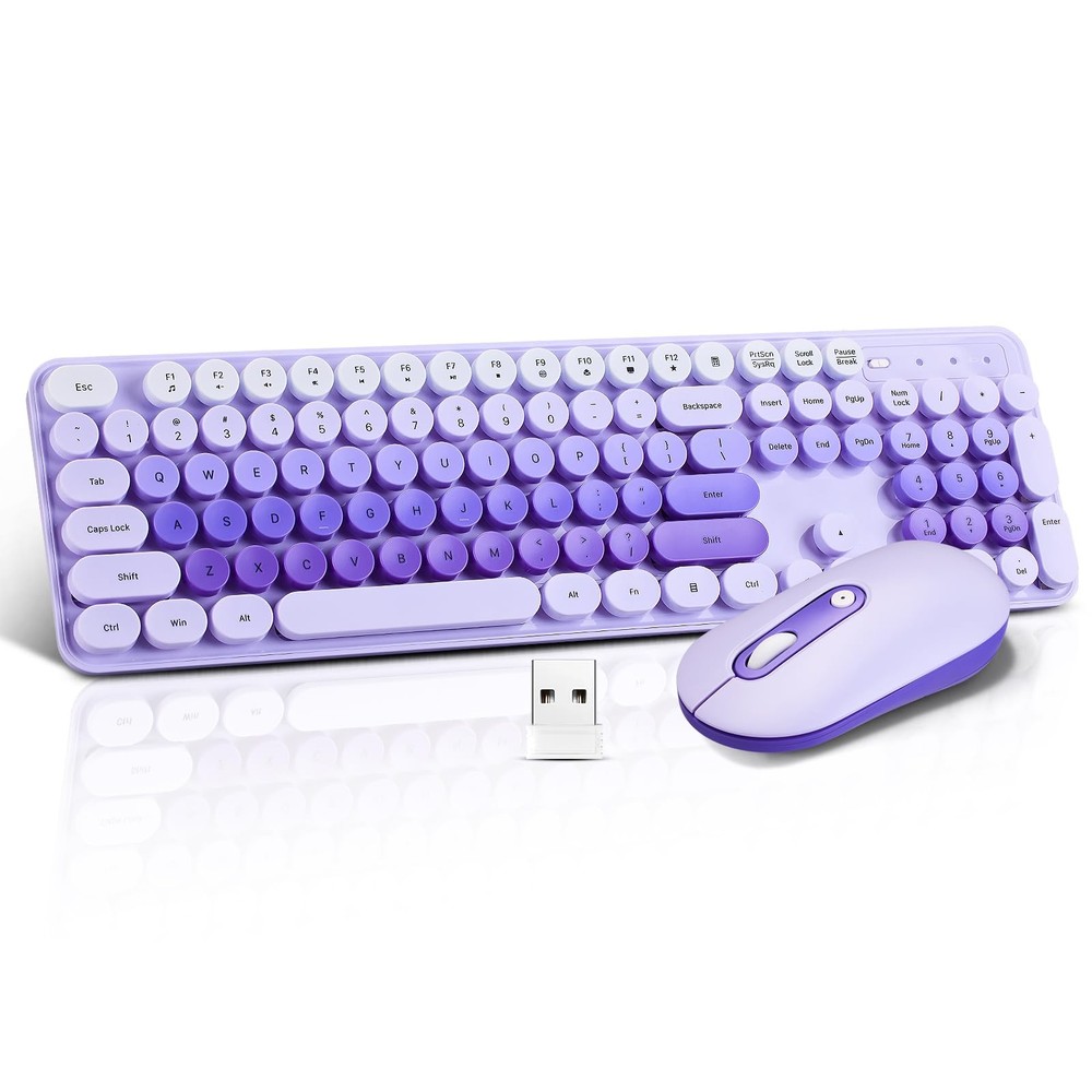 Wireless Keyboard and Mouse Combo, Full Size Compact Quiet Wireless Keyboard ...
