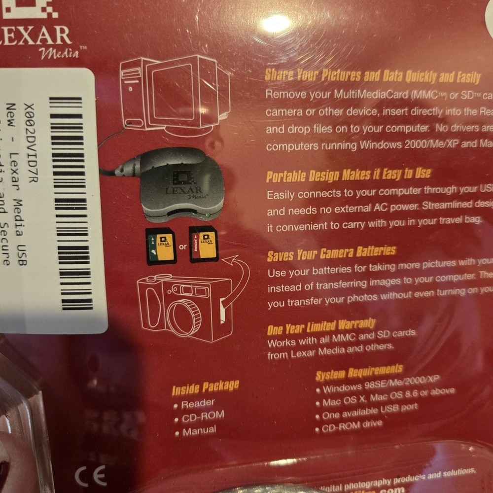 Lexar USB Card Reader for MMC & SD Memory Cards - New & Sealed