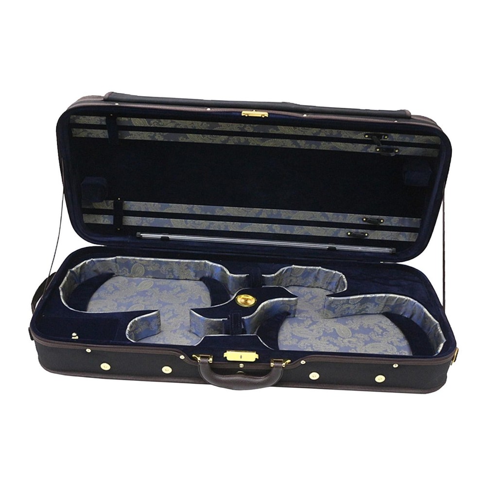 Double Violin Case Professional Hard Oxford Backpack Silk Lining Handle Storage