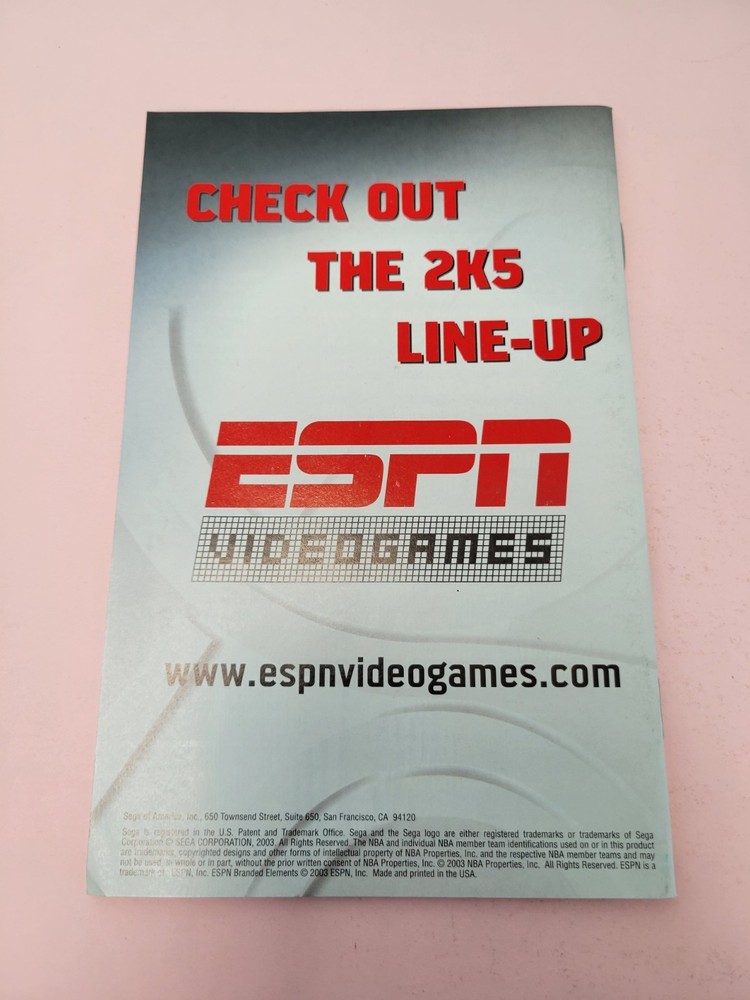 XBOX Manual Only ESPN NFL 2K5