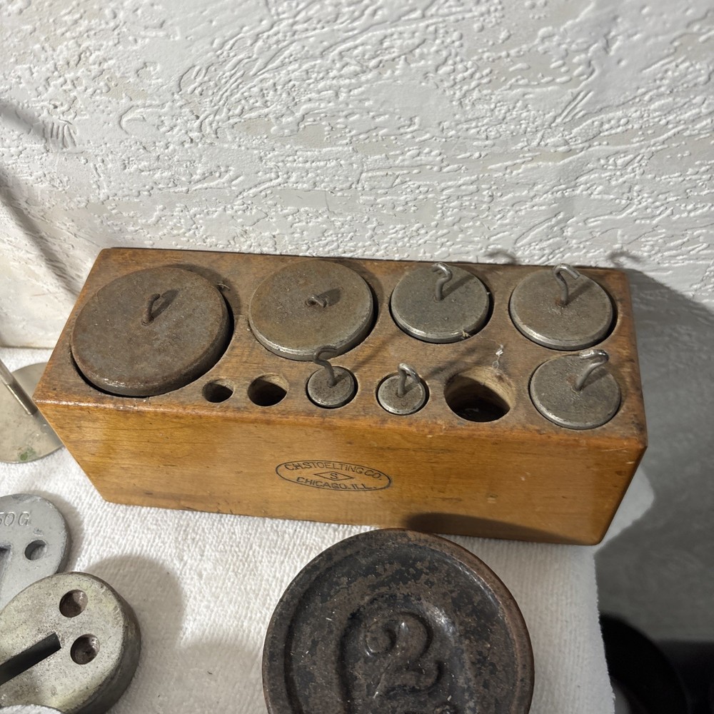 Platform Scale - Vtg Antique Cast Iron Round Hanging Weights - Primitive Decor