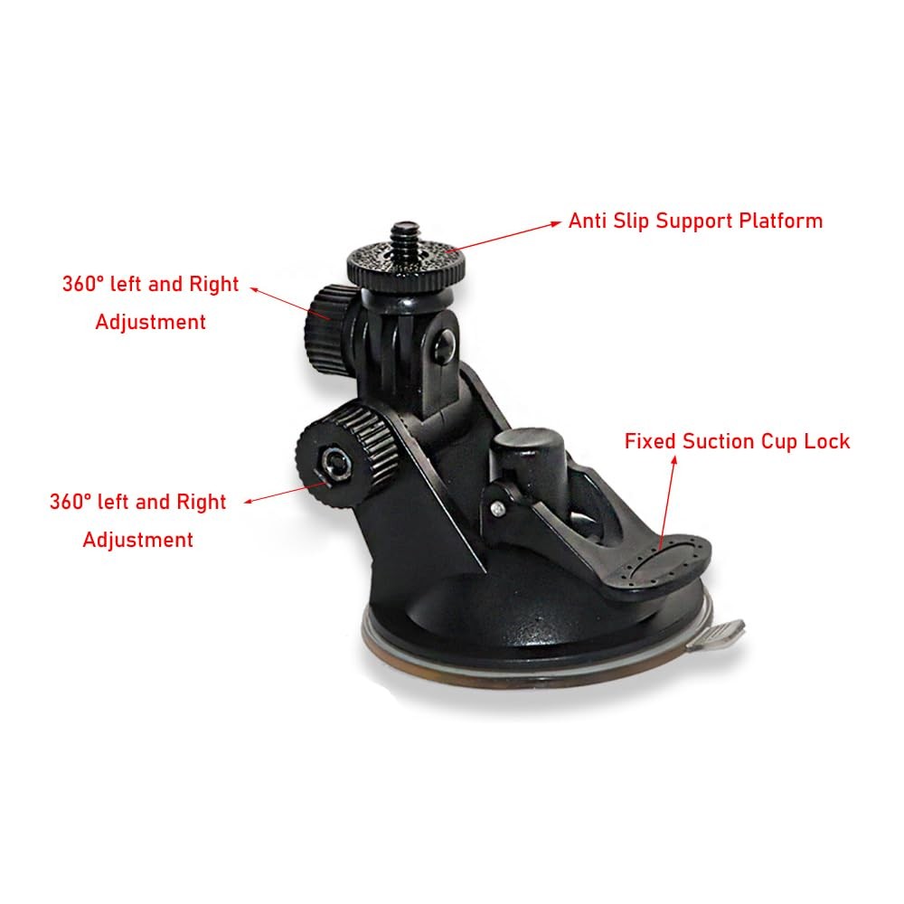 2 Pack Dash Cam Suction Cup Mount with 1/4 Screw Thread Windshield Camera Holder