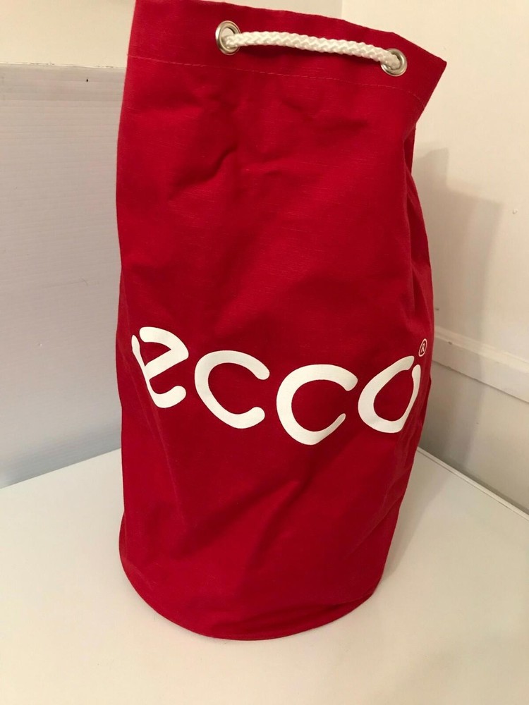 ECCO Red Canvas KitBag Swag Drawstring Round Duffle Bag