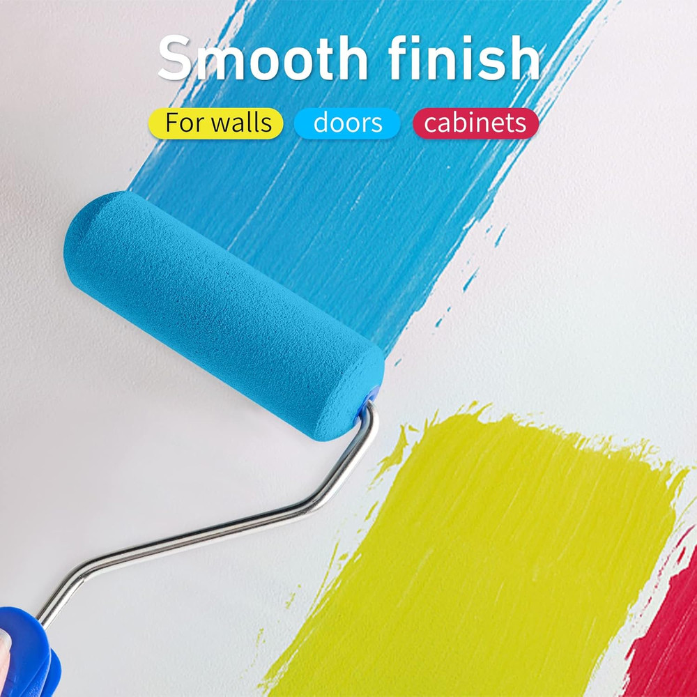 Foam Paint Roller, 8 Pack 4 Inch Paint Roller Kit, Complete 4" Mini Paint Roller