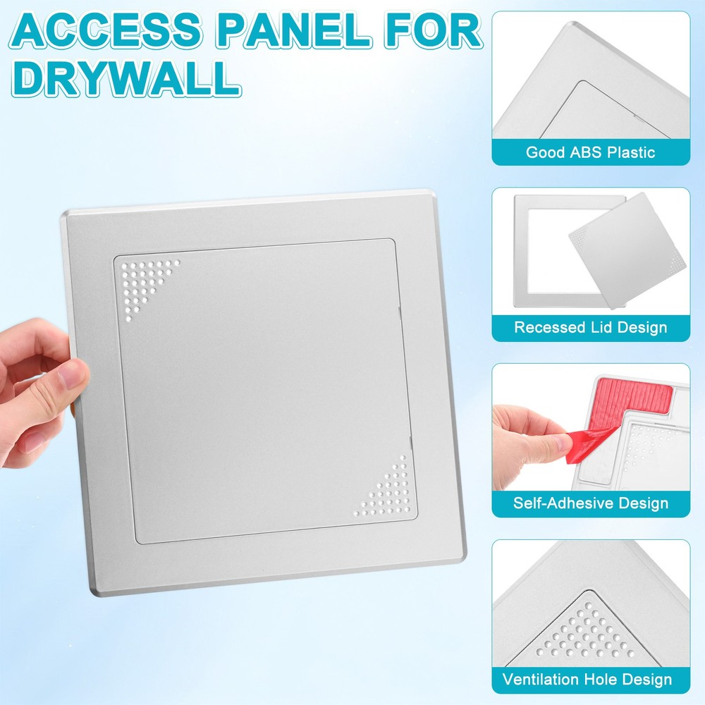 1-Pack Access Panel for Drywall, 6x6" Plastic [Silver Tone, Vented Square]