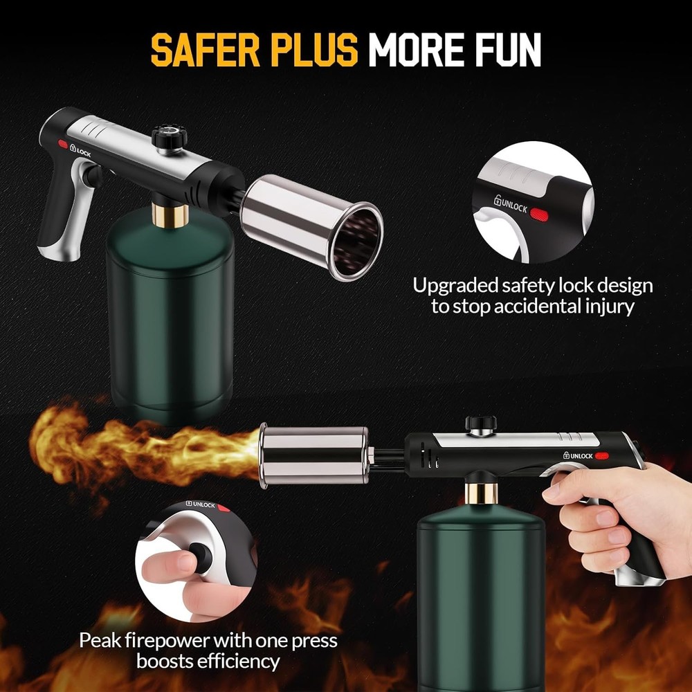 Powerful Propane Torch Gun,Kitchen Cooking Torch With One-Touch Max Fire, Cha...