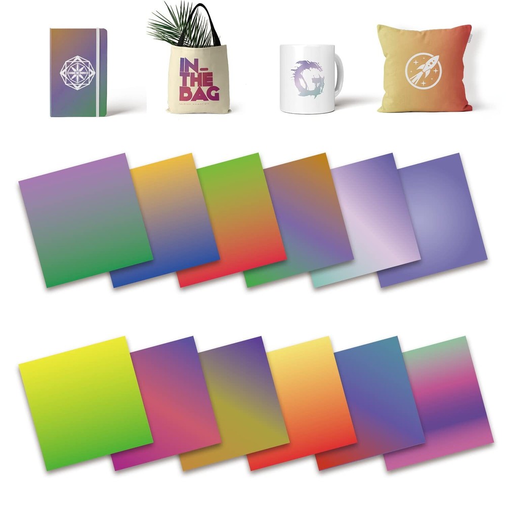 Ombre Color Transfer Sheets, 12 Pcs 12"x 12" Plain Solid Colors Pre-Printed S...