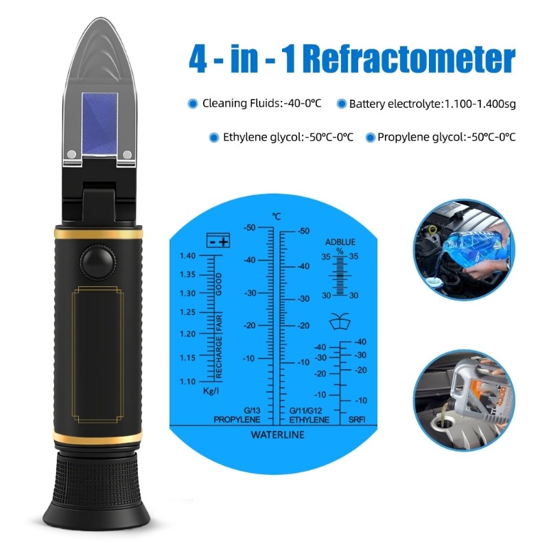 High Precise Handheld Refractometer For Antifreeze And Battery Fluid Testing