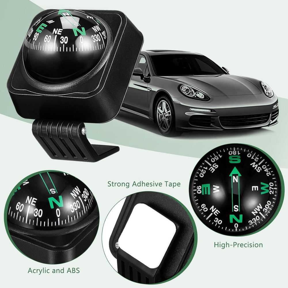 Car Compass Ball for Dashboard, Adjustable Auto Compass Dash Mount, Universal Ac