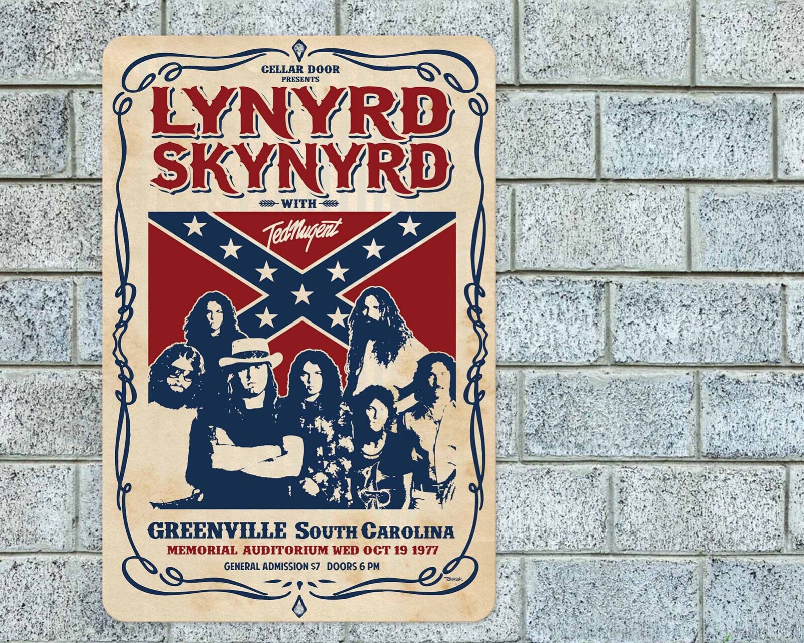 Lynyrd Skynyrd Greenville Concert Sign Aluminum Metal 8"x12" Garage Man Cave