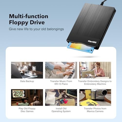 3.5" Floppy Disk Reader USB A&C Drive for Laptop/Desktop - Transfer & Convert Fi