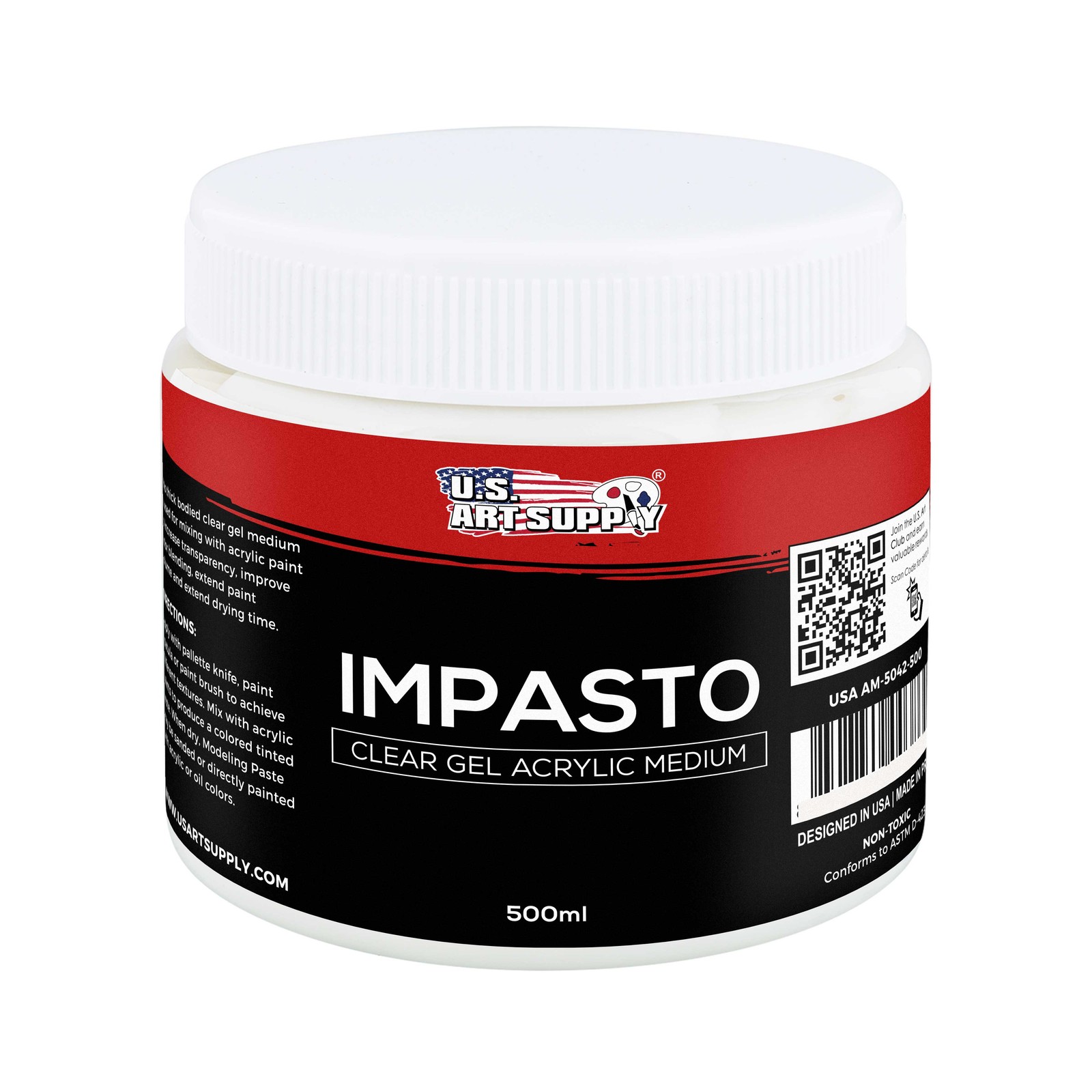 U.S. Art Supply Impacto Clear Gel Acrylic Medium, 500ml Tub