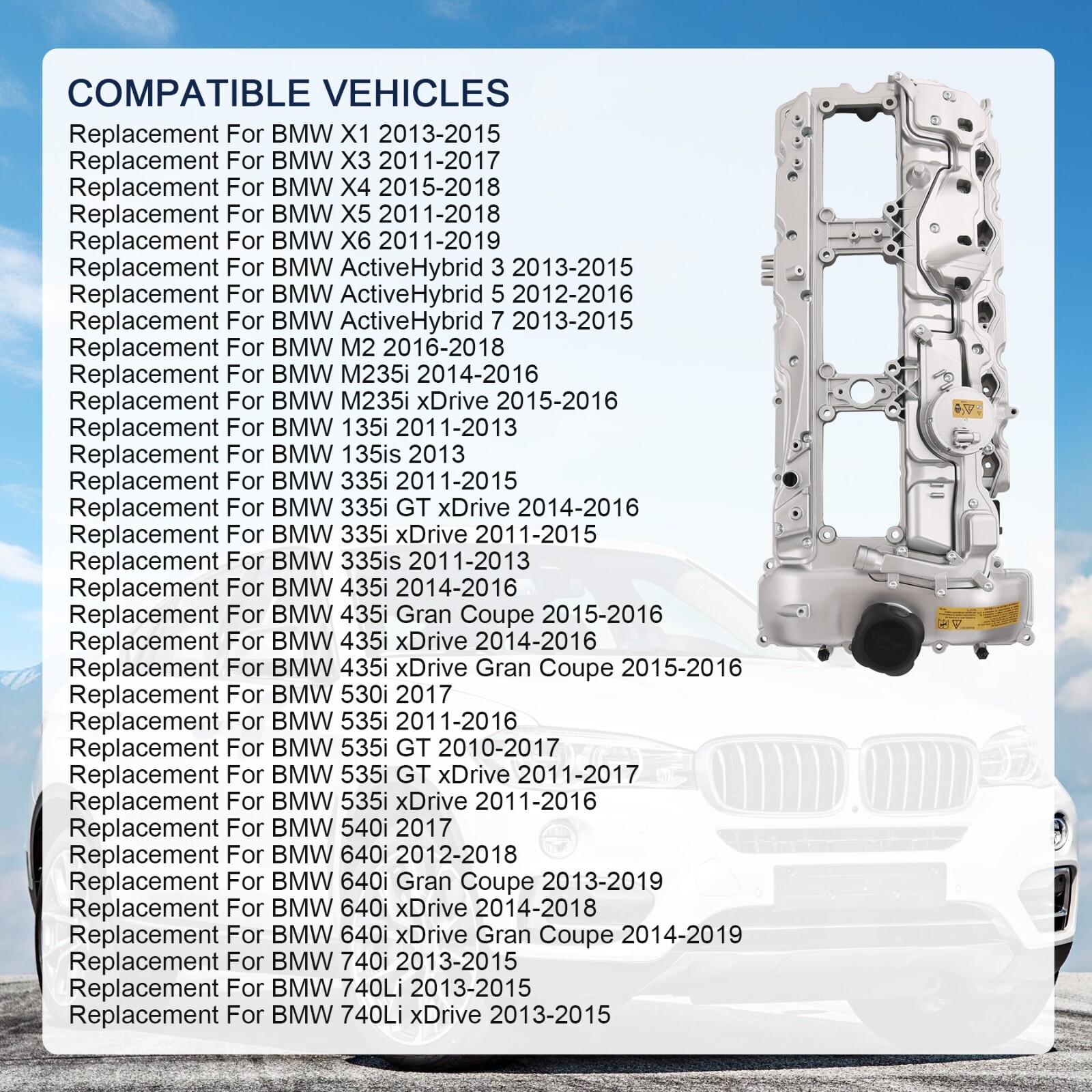 ALUMINUM Valve Cover w/ Gasket & Cap For BMW 135i 335i 535i 640i 740i X3 X5 N55
