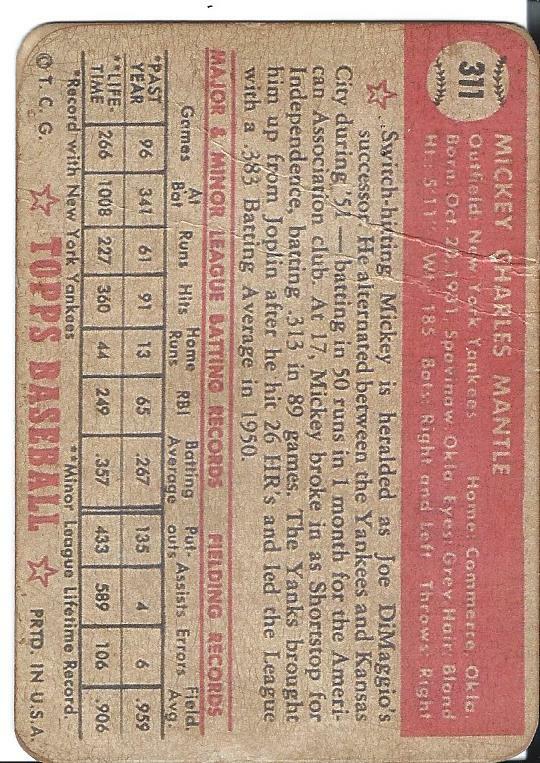 1952 MANTLE CARD CHASE BOX- 21 PACKS + AUTOGRAPH CARD + 2 1950/60'S CARDS